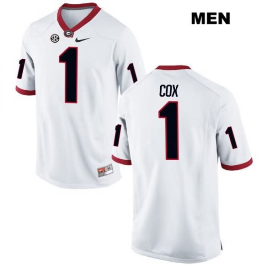 Men's Georgia Bulldogs NCAA #1 Brenton Cox Nike Stitched White Authentic College Football Jersey IQA7754PW
